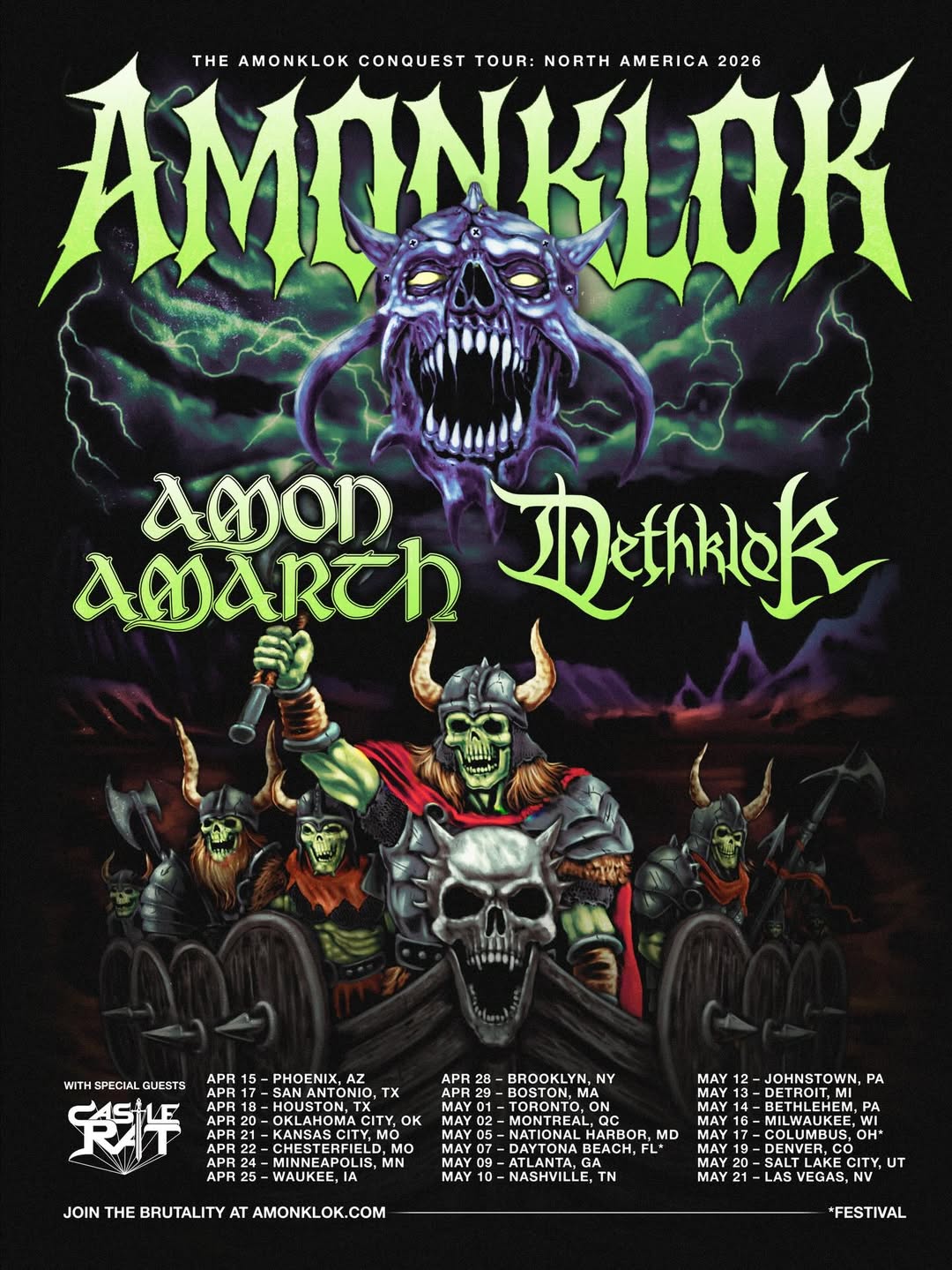 Amon Amarth The Amonklok Conquest Tour Poster 2026
